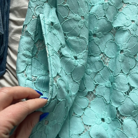Diane Von Furstenberg Clyde mini lace skirt NWT soft turquoise, size 0 - Picture 3 of 5